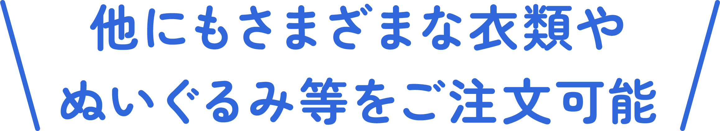 他にもさまざまな衣類やぬいぐるみ等をご注文可能